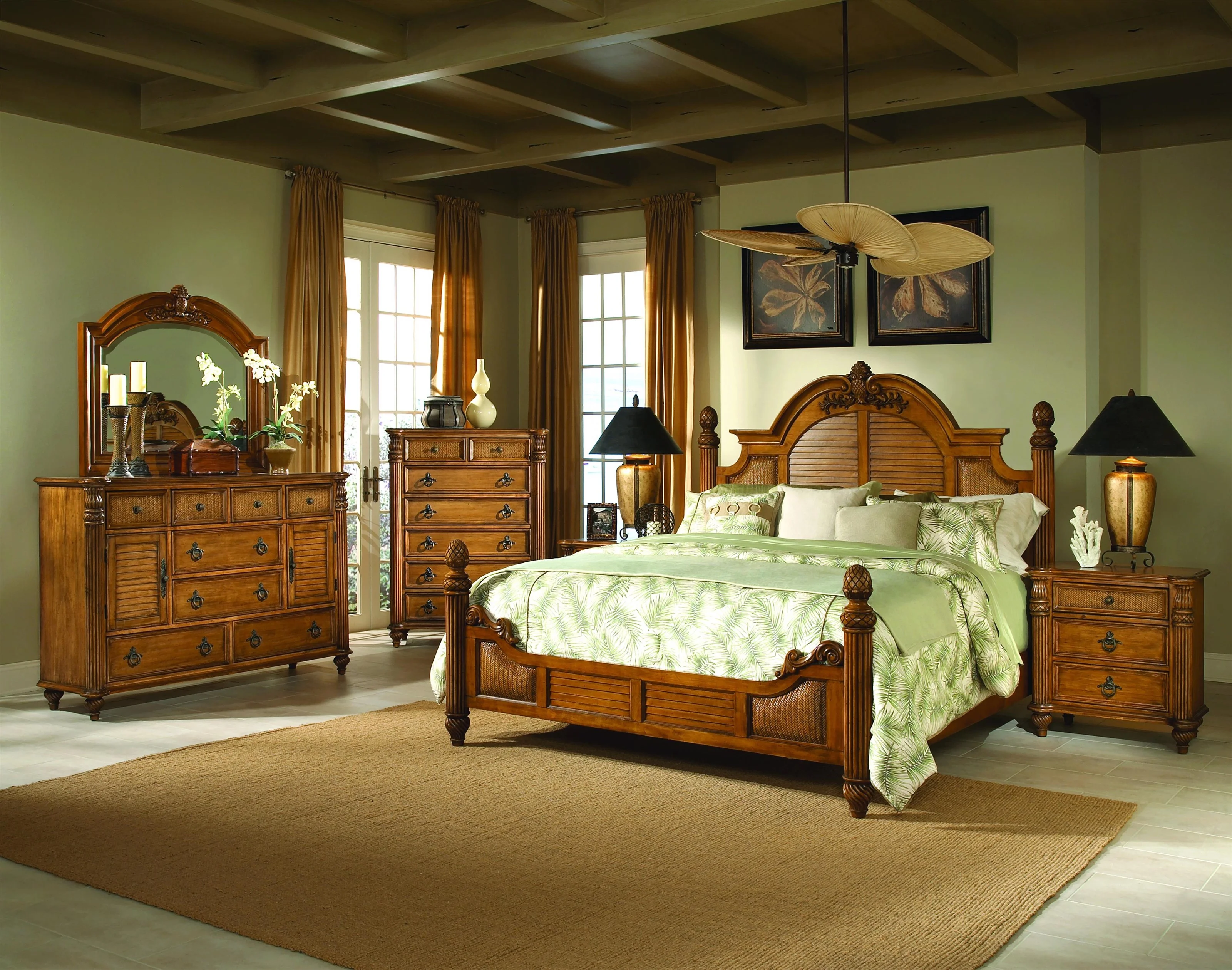 Endura Furniture Key West 1288282/HB/FB/Rails King Tropical Bed Baer